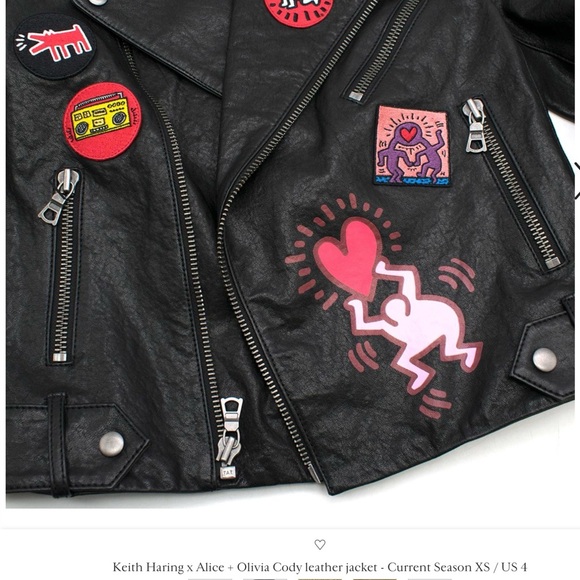 ALICE & OLIVIA x KEITH HARING CODY LEATHER JACKET SMALL RETAIL $1200 - Picture 12 of 12